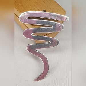 Vintage Sterling Silver 925 Zig Zag Squiggle Pin Brooch Pendant Mexico